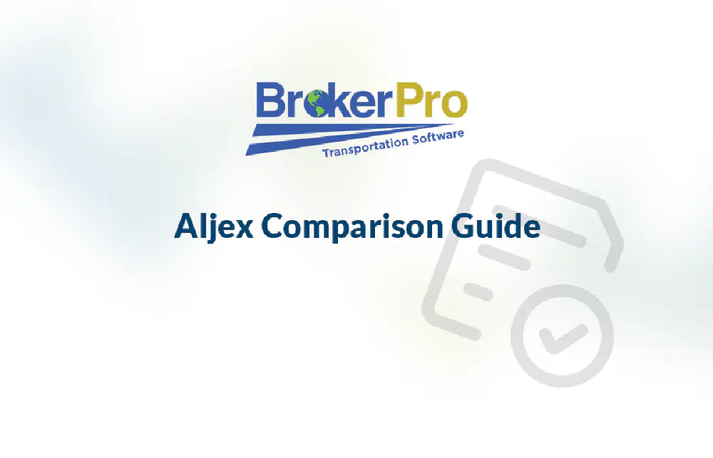 Aljex and BrokerPro comparison header graphic with a checkbox in the background.