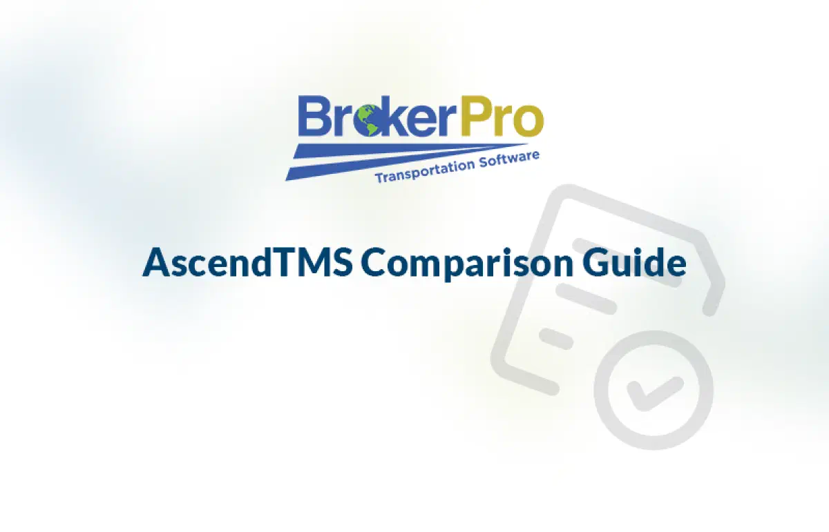 Ascend TMS and BrokerPro comparison header graphic with a checkbox in the background.