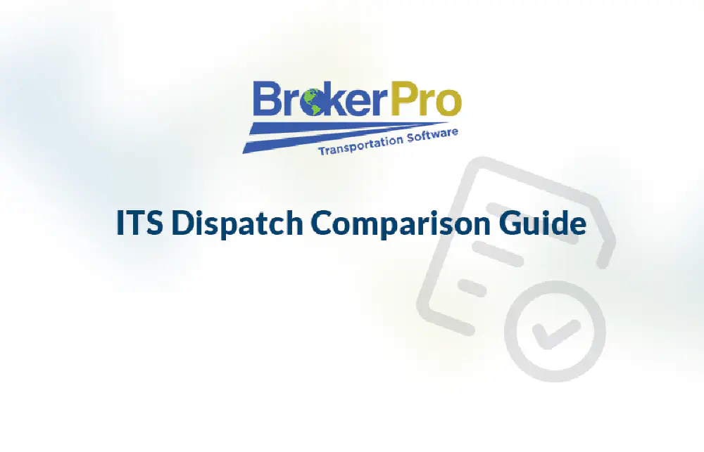 ITS Dispatch and BrokerPro comparison header graphic with a checkbox in the background.