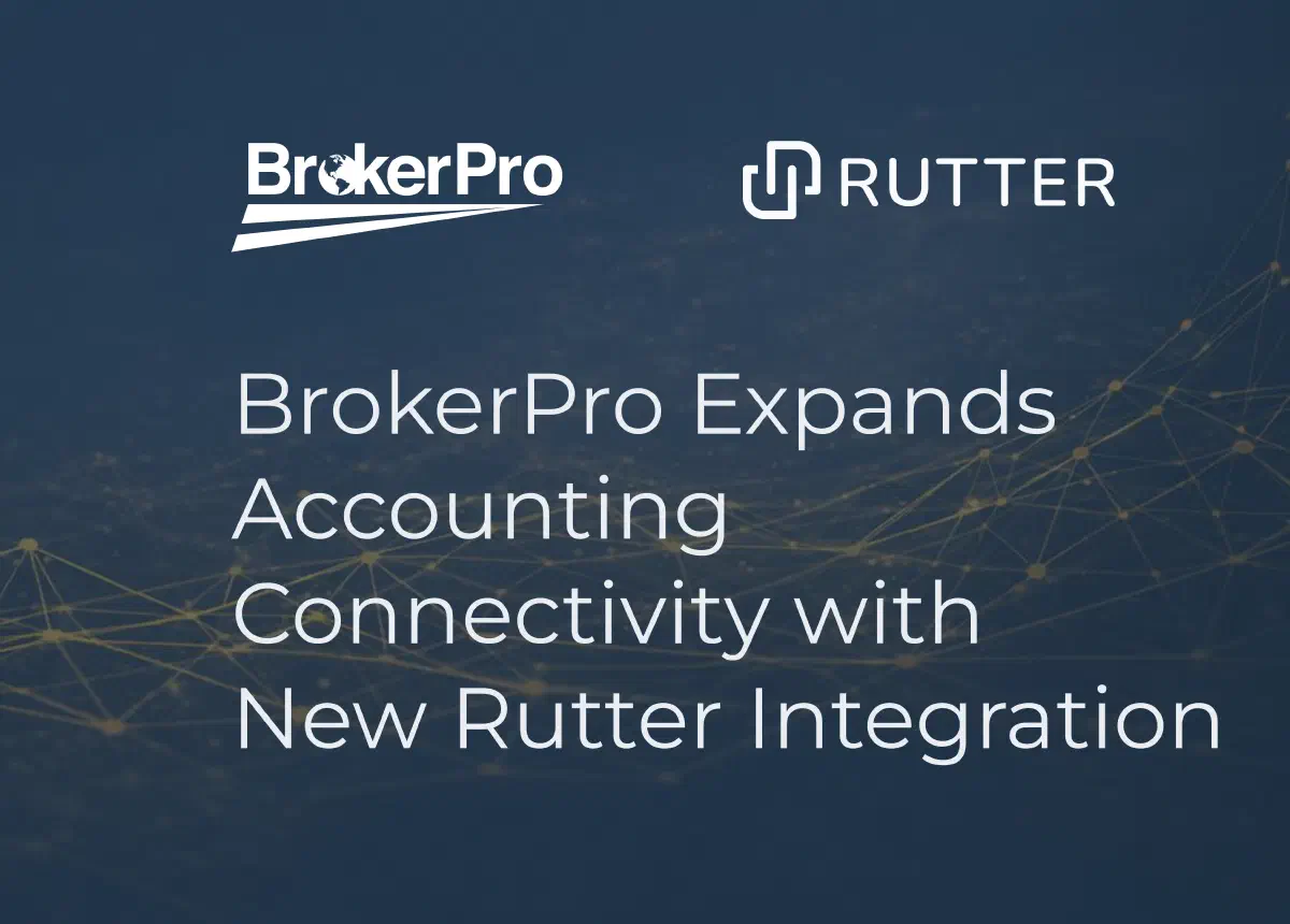 BrokerPro and Rutter accounting integration announcement header. BrokerPro and Rutter accounting integration announcement header.