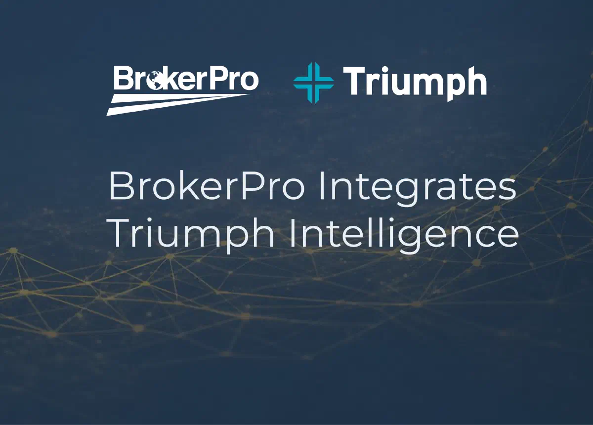 BrokerPro and Triumph Intelligence integration announcement header.