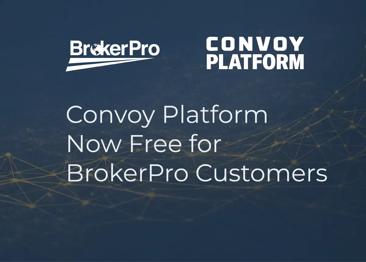 Graphic of the BrokerPro and Convoy logos with hands shaking between them.