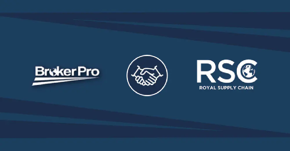 A graphic showing the BrokerPro and Royal Supply Chain logos.