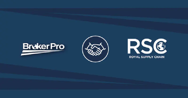 A graphic showing the BrokerPro and Royal Supply Chain logos.