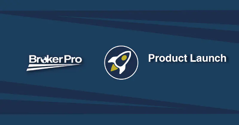 Graphic showing BrokerPro logo and product announcement text.