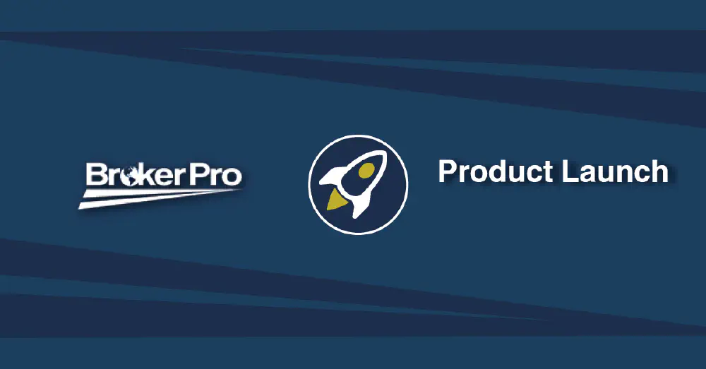 Graphic showing BrokerPro logo and product announcement text.